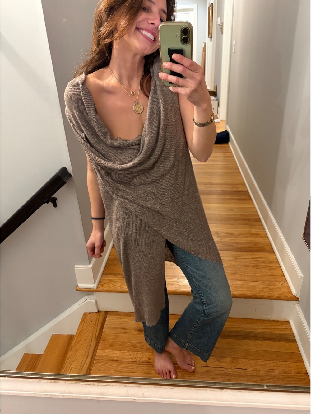 Truly Madly Deeply Urban Outfitters Draped Cowl Neck Tunic Top Size S
